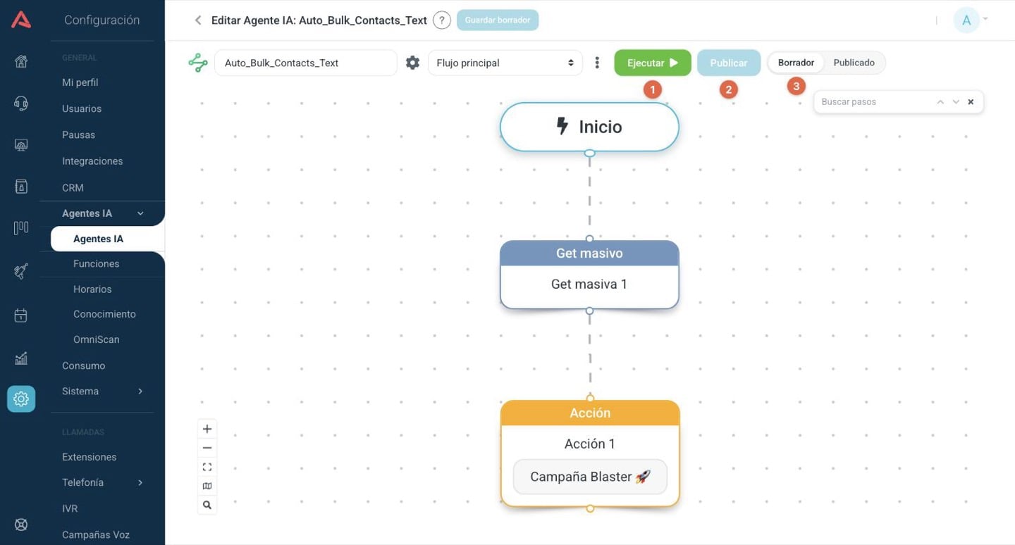 Barra del editor de una automatización
