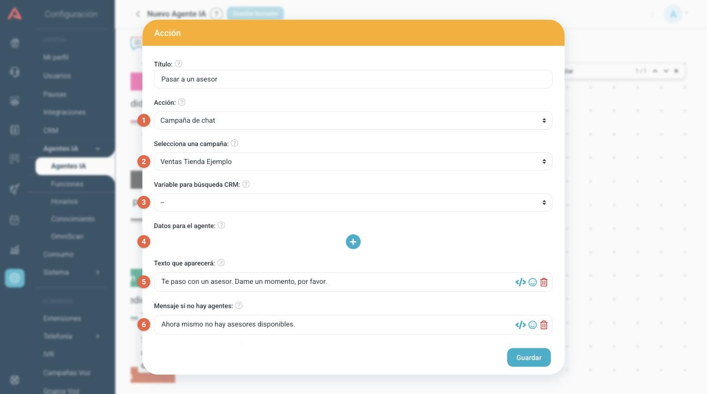 Configuración de un paso Acción