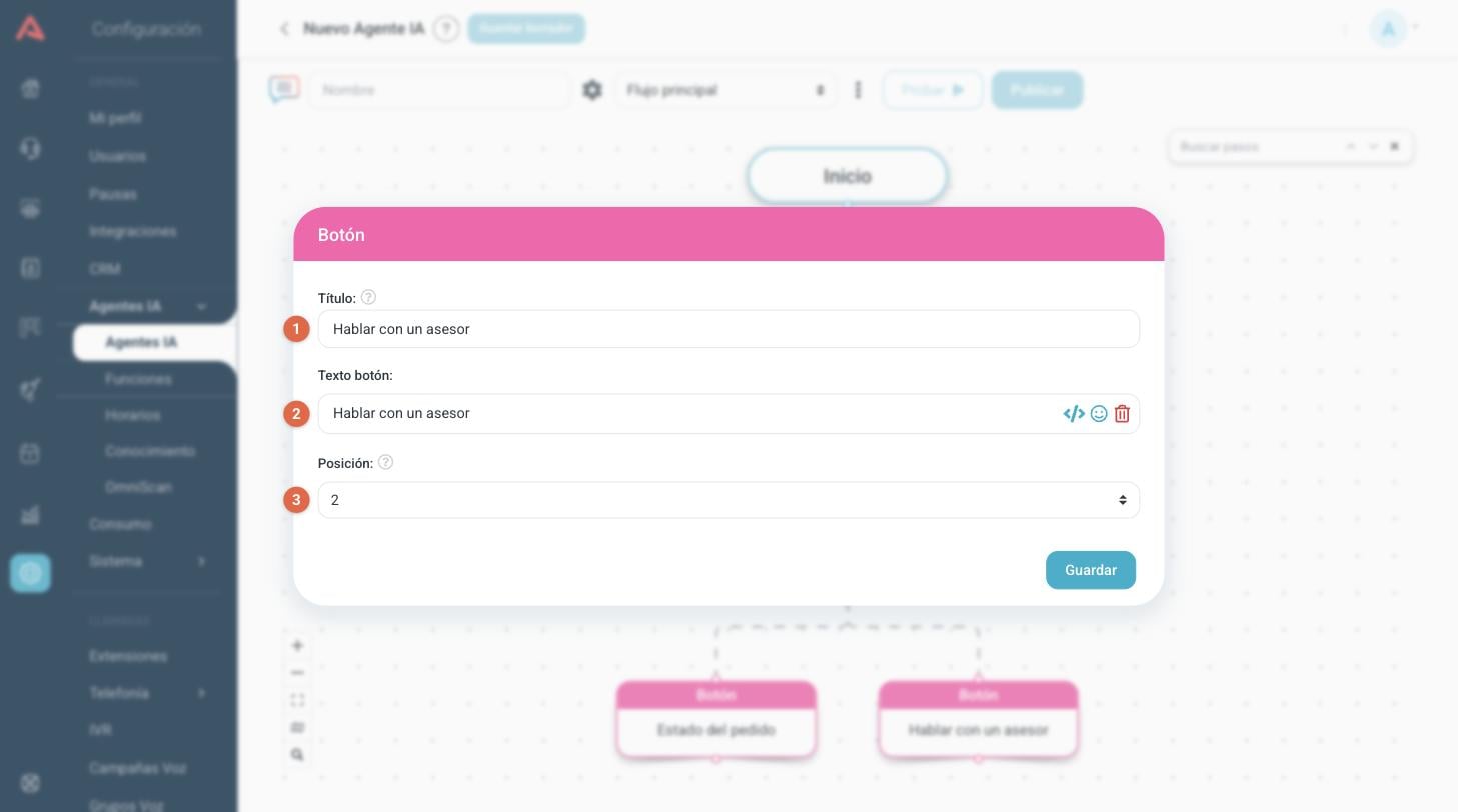 Configuración de un paso Botón