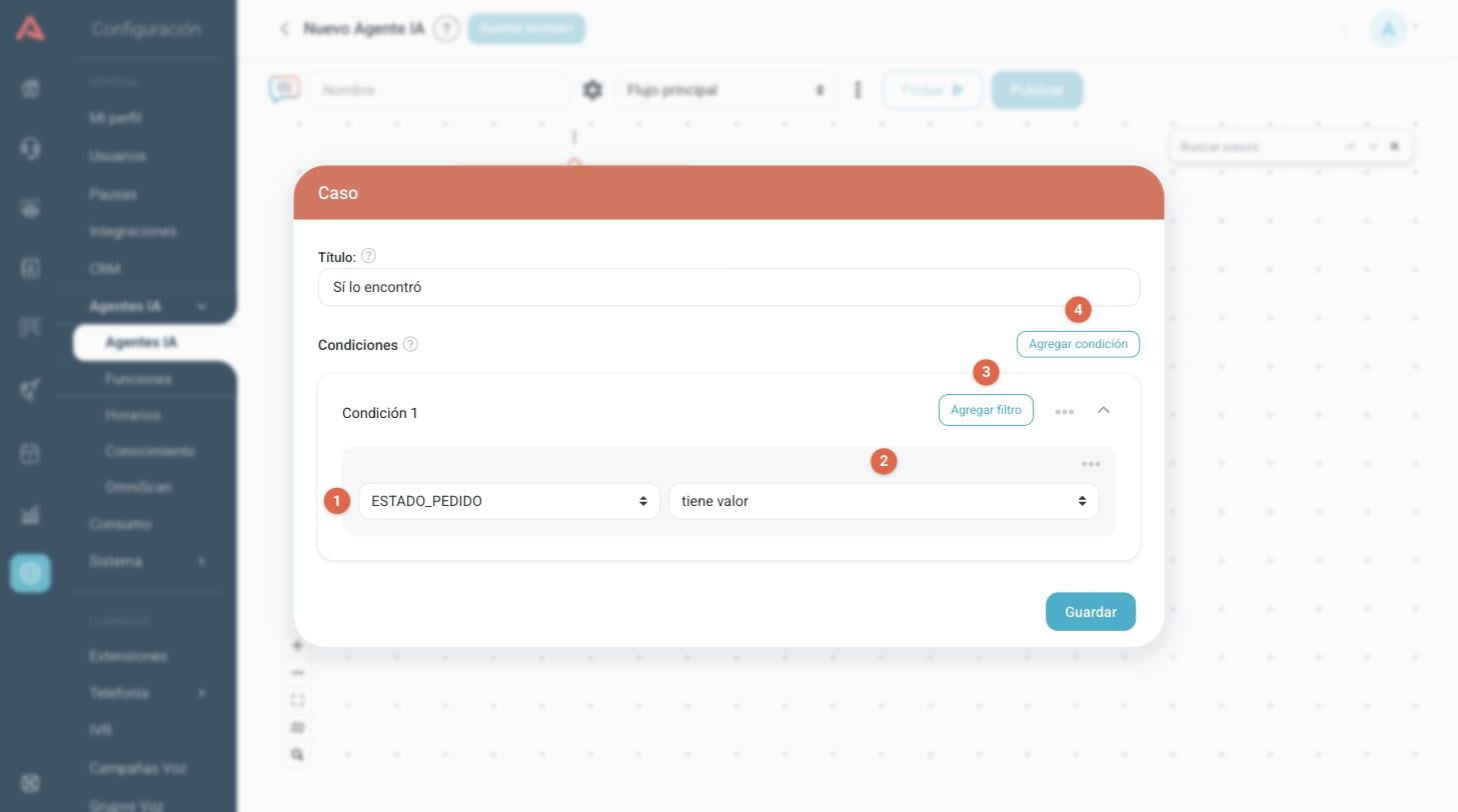 Configuración de un paso Caso