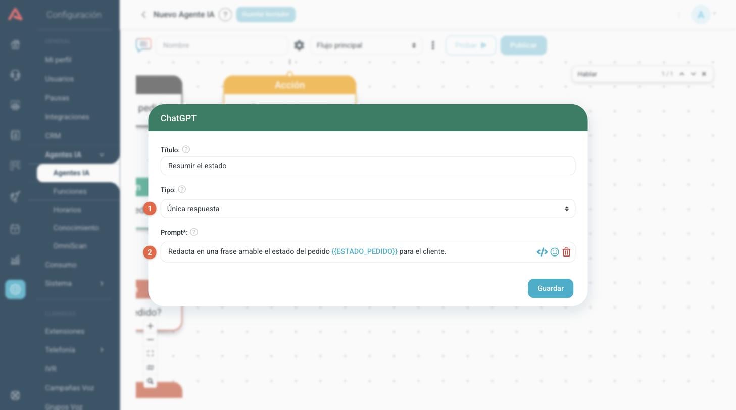 Configuración de un paso ChatGPT