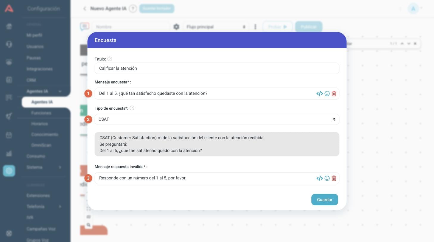 Configuración de un paso Encuesta