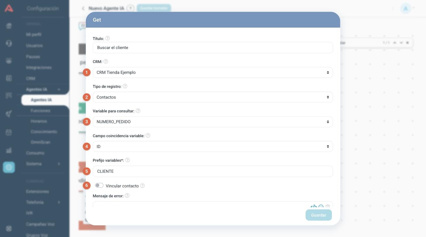 Configuración de un paso Get