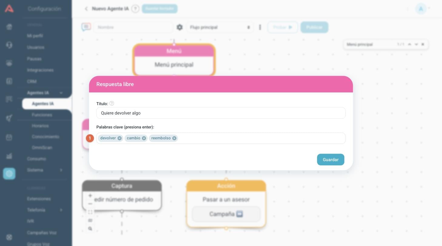 Configuración de un paso Respuesta libre