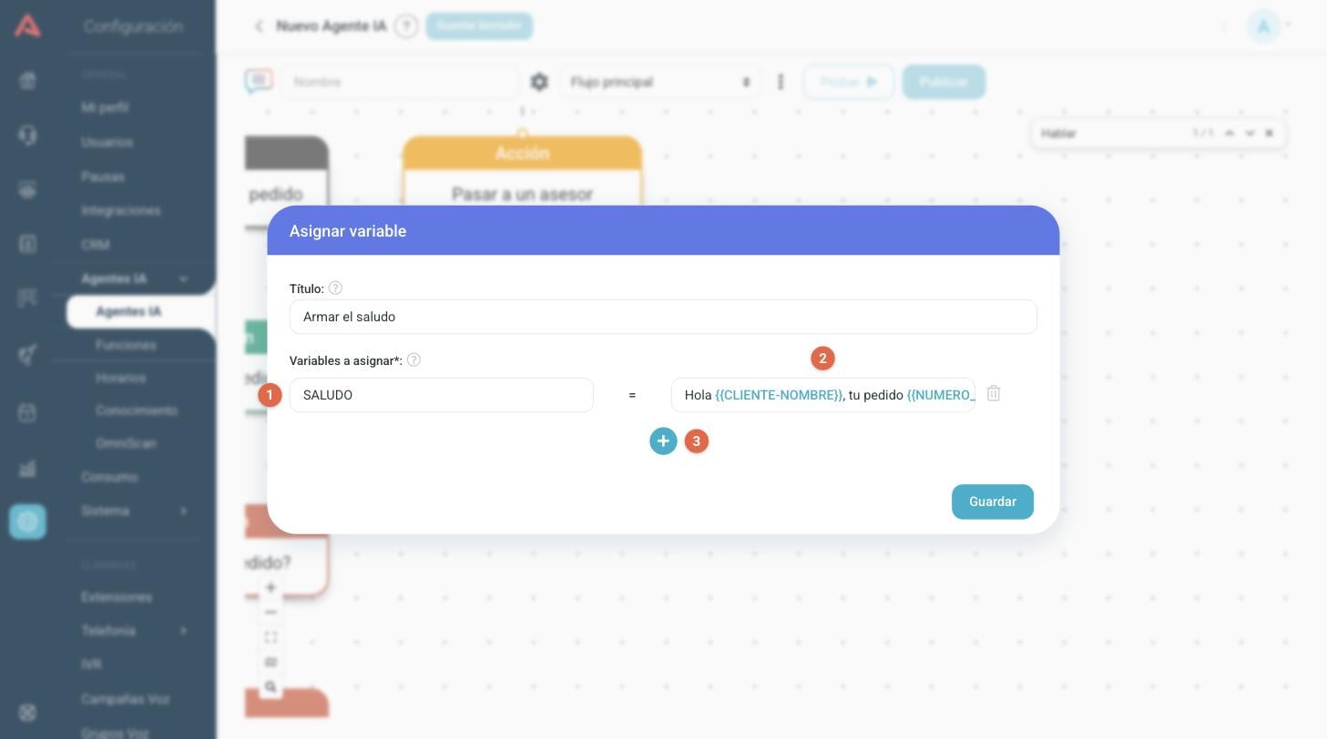 Configuración de un paso Asignar variable