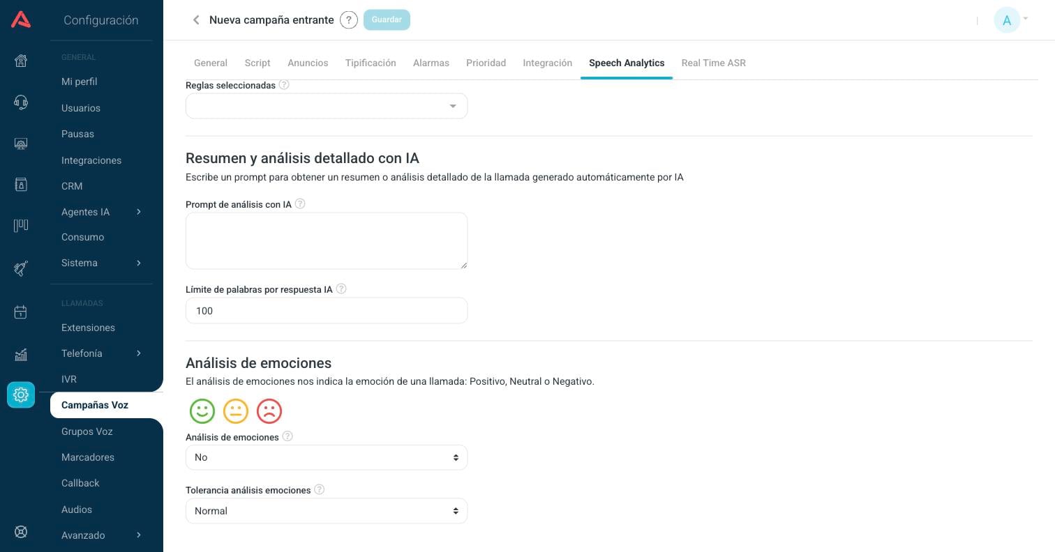 Prompt de análisis con IA, límite de palabras y análisis de emociones