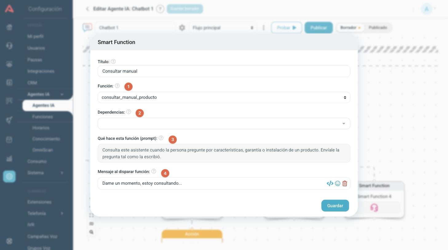Configuración de un nodo Smart Function