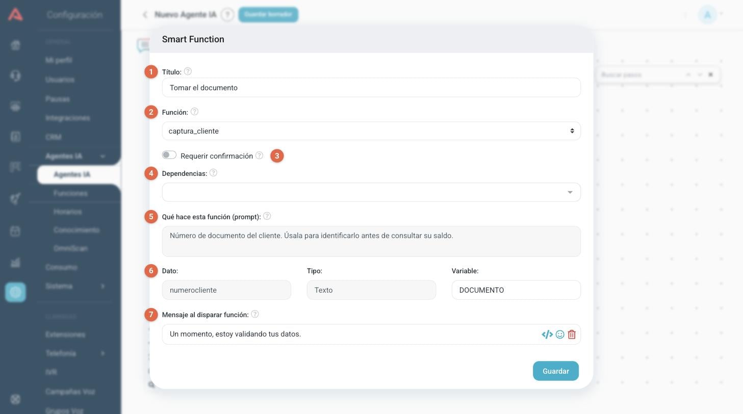 La configuración de una Smart Function de captura