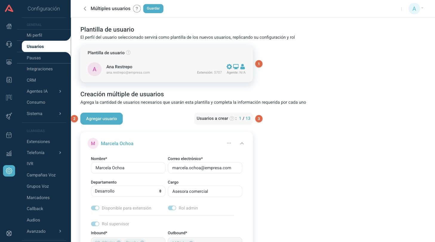 Creación múltiple de usuarios