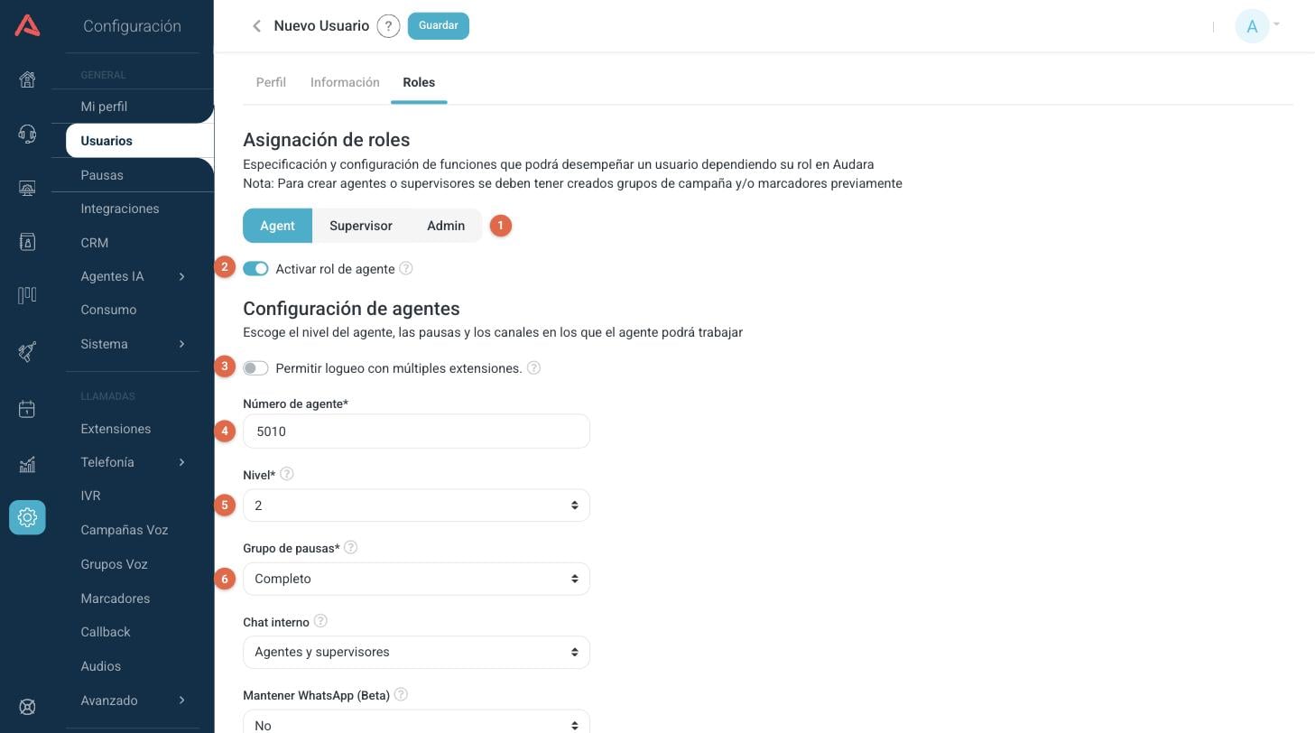 Configuración de agente